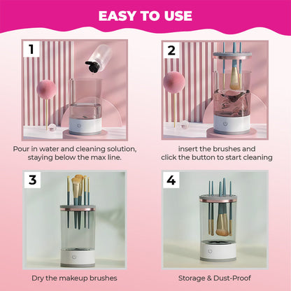 Nettoyeur de pinceaux de maquillage électronique a ultrason automatique