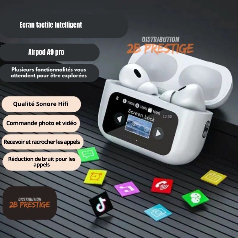 Airpod A9 Pro avec écran tactile LED LCD 📱🎧 Remise -50%