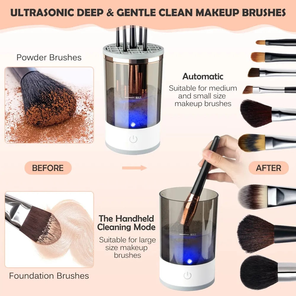 Nettoyeur de pinceaux de maquillage électronique a ultrason automatique